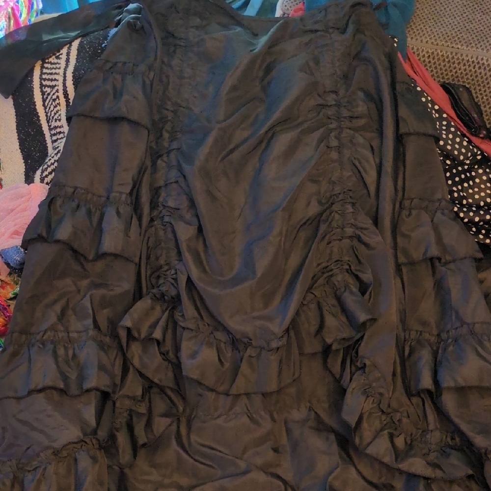 SOLD Adjustable Steampunk Inspo Black Ruffled Dress